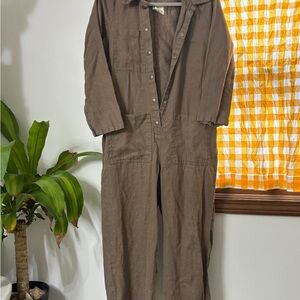 Brown Button-Up Jumpsuit
